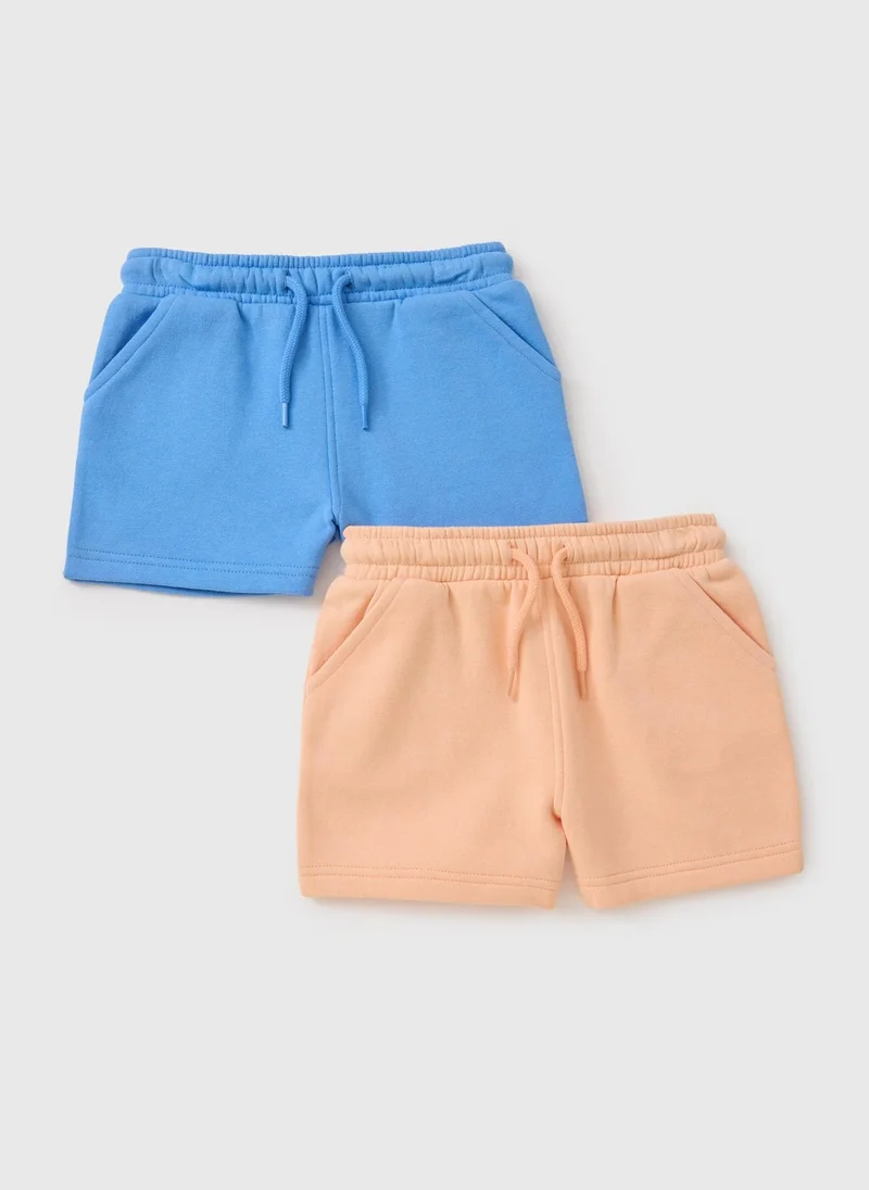 Matalan 2 Pack Boys Blue & Orange Jogger Shorts